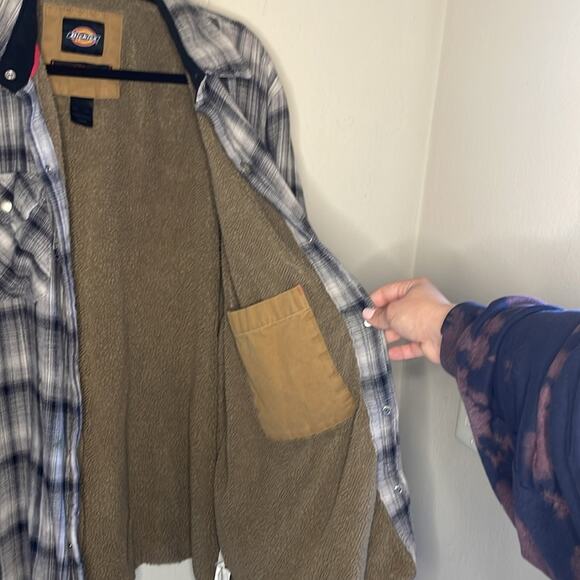 DICKIES Men’s Sherpa Lined Flannel Shirt Jacket XL Hydroshield Plaid - Picture 7 of 9